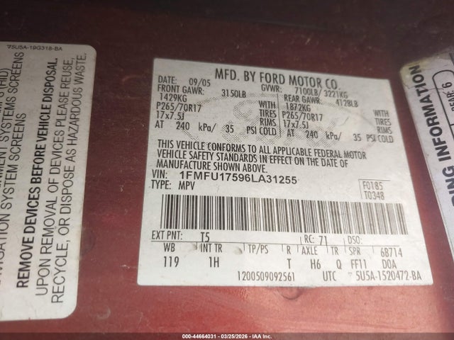 2006 FORD EXPEDITION 1FMFU17596LA31255 Photo 8