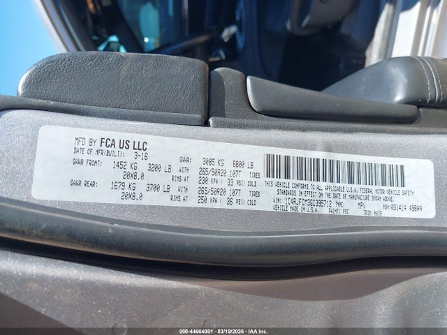 Aukcja sprzedaży 2016 Jeep Grand Cherokee High Altitude, vin: 1C4RJFCM3GC395712, numer aukcji: 44664051