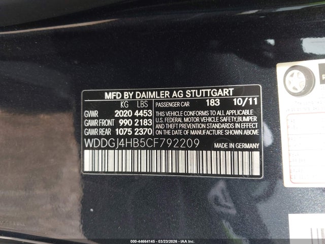 Продажа на аукционе авто 2012 Mercedes-benz C 250, vin: WDDGJ4HB5CF792209, номер лота: 44664145