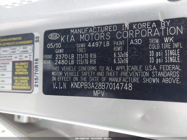 Aukcja sprzedaży 2011 Kia Sportage, vin: KNDPB3A28B7014748, numer aukcji: 44664160