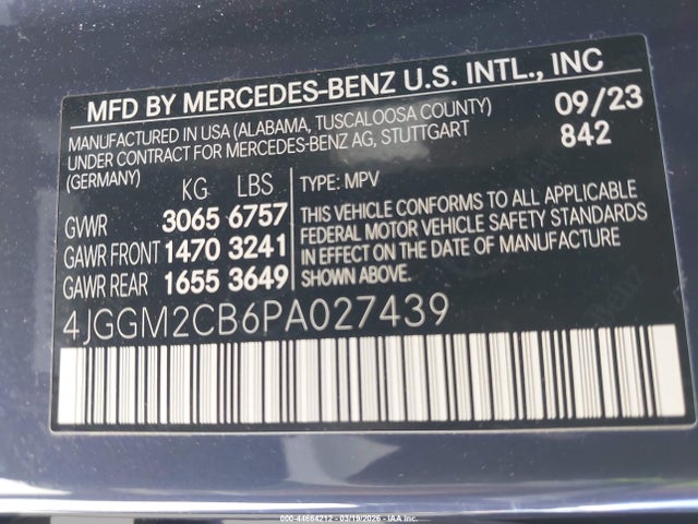 4JGGM2CB6PA027439 Mercedes-Benz Eqe 500 Suv 4matic