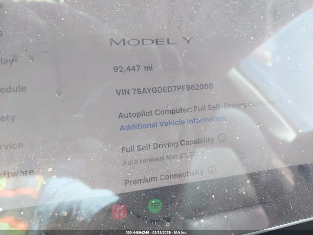 2023 Tesla Model Y Rwd მანქანა იყიდება აუქციონზე, vin: 7SAYGDED7PF962988, აუქციონის ნომერი: 44664246
