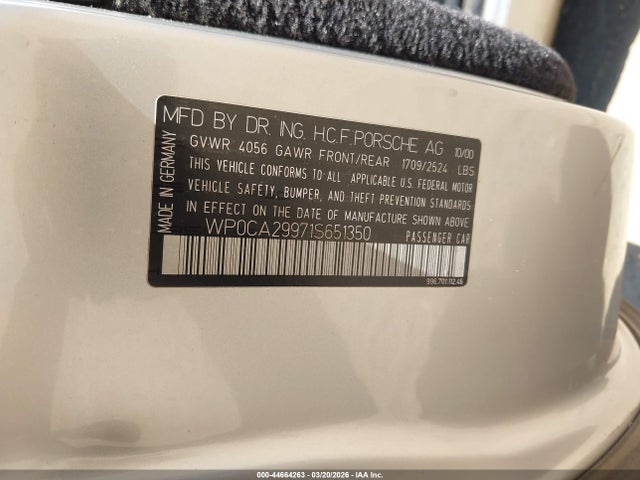 2001 PORSCHE 911 WP0CA29971S651350 Photo 8