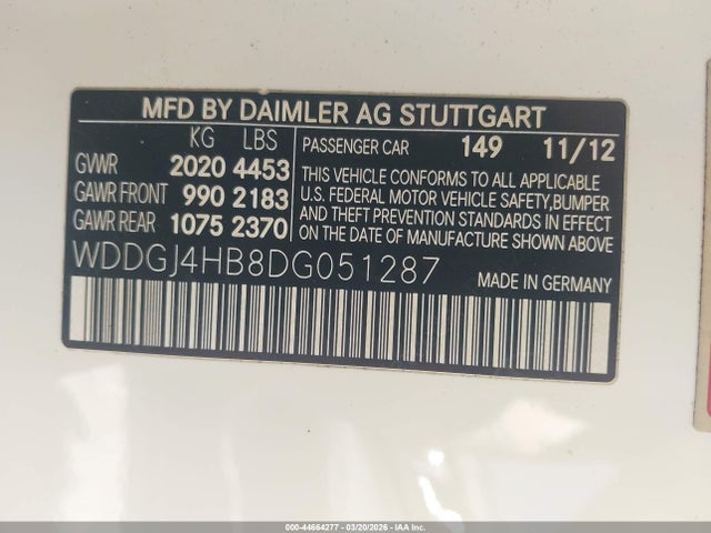 2013 Mercedes-benz C 250 მანქანა იყიდება აუქციონზე, vin: WDDGJ4HB8DG051287, აუქციონის ნომერი: 44664277