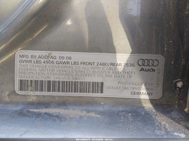 2009 AUDI A4 WAULF78K19N026906 Photo 8