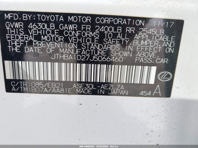 JTHBA1D27J5066460 Lexus IS 300