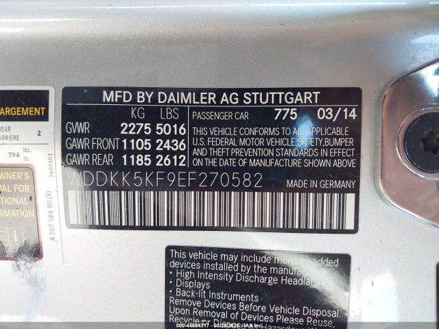 Aukcja sprzedaży 2014 Mercedes-benz E 350, vin: WDDKK5KF9EF270582, numer aukcji: 44664317