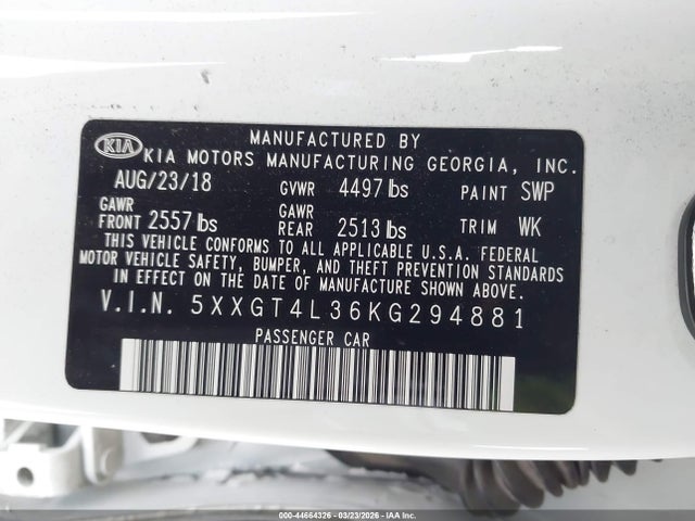 5XXGT4L36KG294881 KIA Optima S