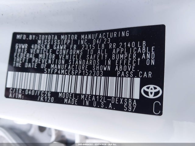 Toyota COROLLA SE 2023 5YFP4MCE6PP152303 Image 9