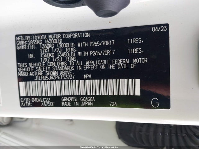 JTERU5JR3P6153237 Toyota 4runner Trd Off Road Premium