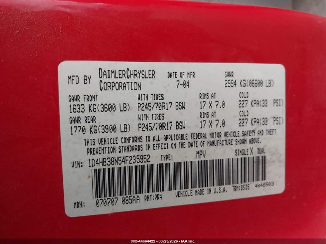 2004 DODGE DURANGO 1D4HB38N54F235952 Photo 8