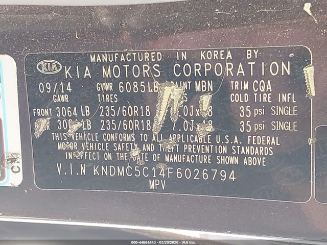 KIA SEDONA EX 2015 KNDMC5C14F6026794 Image 9