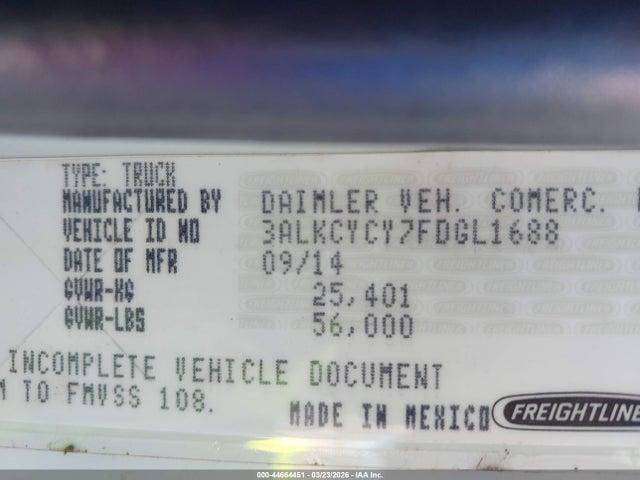 Продажа на аукционе авто 2015 Freightliner M2 106 Medium Duty, vin: 3ALKCYCY7FDGL1688, номер лота: 44664451
