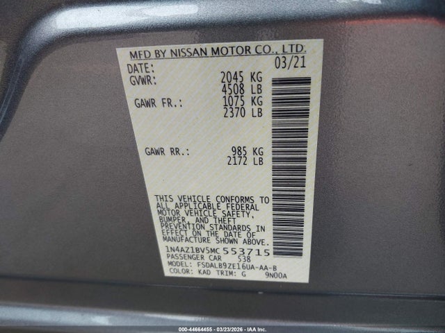 Nissan Leaf S 40 Kwh 2021 1N4AZ1BV5MC553715 Image 9