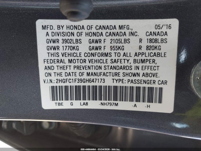 Honda Civic Ex-t 2016 2HGFC1F39GH647173 Image 9