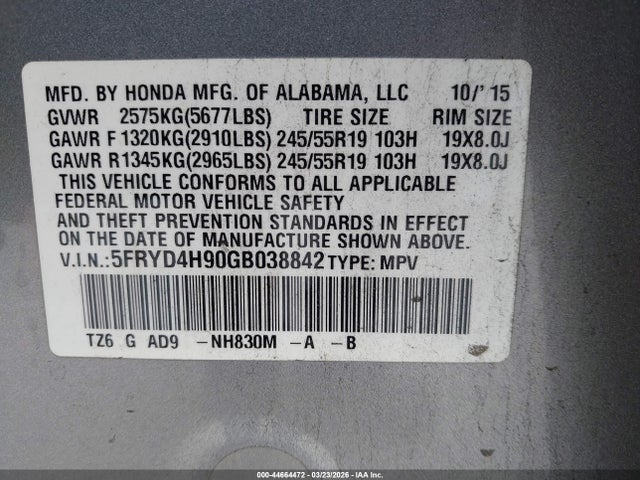 2016 ACURA MDX 5FRYD4H90GB038842 Photo 8