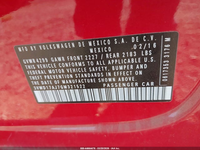 3VWD17AJ7GM321522 Volkswagen Jetta 1.8t Sport