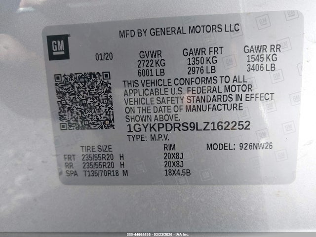 Продаж на аукціоні авто 2020 Cadillac Xt6 Awd Premium Luxury, vin: 1GYKPDRS9LZ162252, номер лоту: 44664495