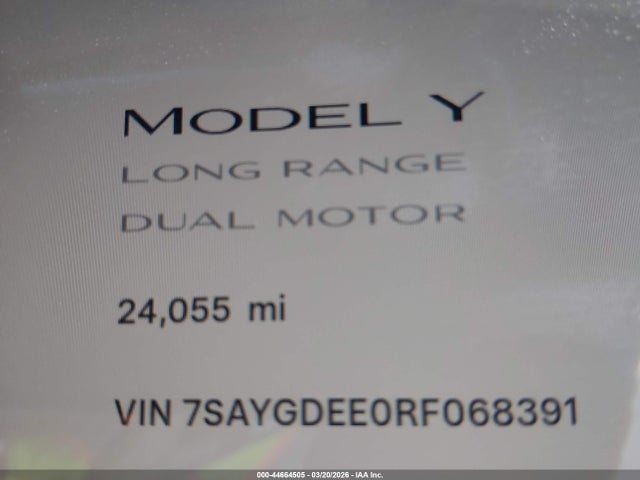 7SAYGDEE0RF068391 Tesla Model Y Long Range Dual Motor All-wheel Drive