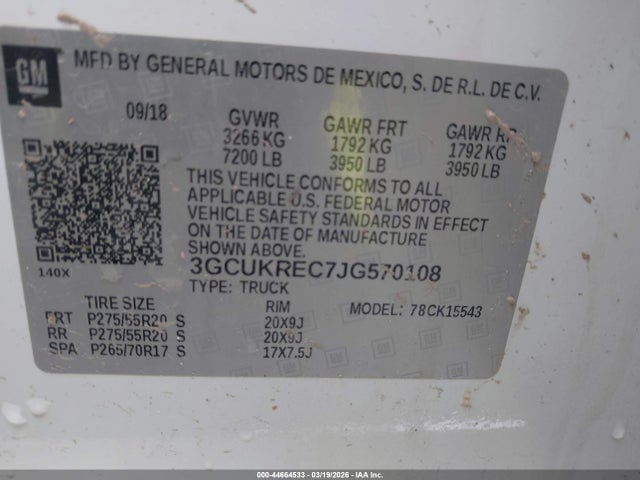 3GCUKREC7JG570108 Chevrolet Silverado 1500 2lt