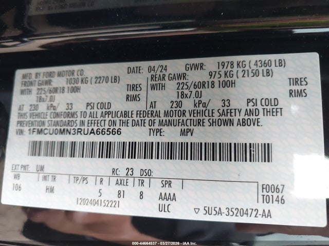 2024 FORD ESCAPE 1FMCU0MN3RUA66566 Photo 8