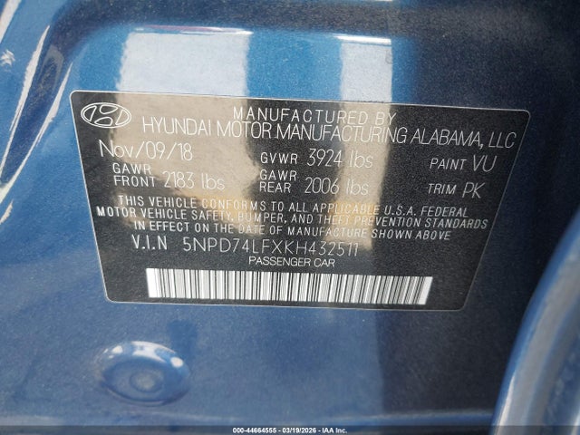 Hyundai ELANTRA SE 2019 5NPD74LFXKH432511 Image 9