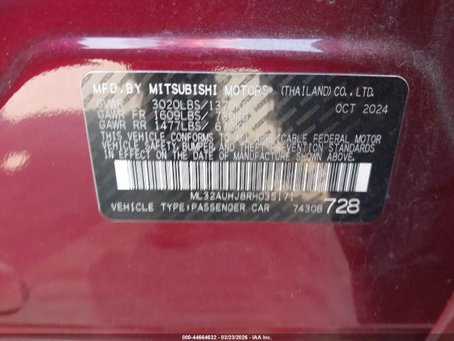 2024 MITSUBISHI MIRAGE ML32AUHJ8RH035171 Photo 8