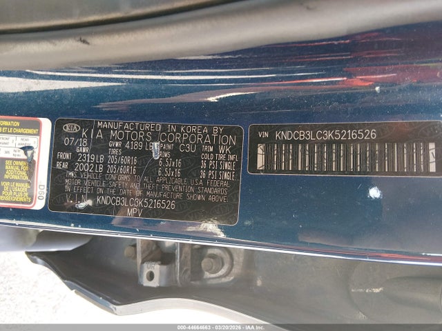 44664663 :رقم المزاد ، KNDCB3LC3K5216526 vin ، 2019 Kia Niro Lx مزاد بيع