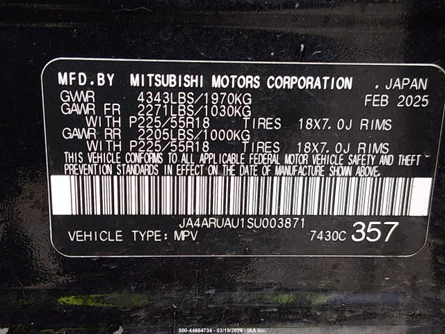 2025 MITSUBISHI OUTLANDER SPORT JA4ARUAU1SU003871 Photo 8