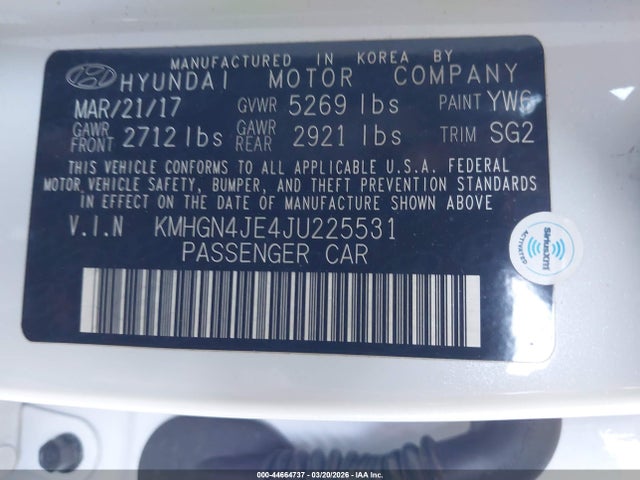 KMHGN4JE4JU225531 Genesis G80 3.8