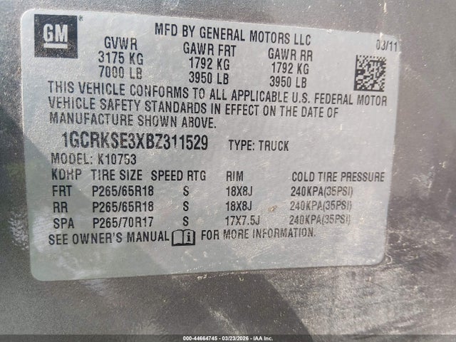 2011 CHEVROLET SILVERADO 1500 1GCRKSE3XBZ311529 Photo 8