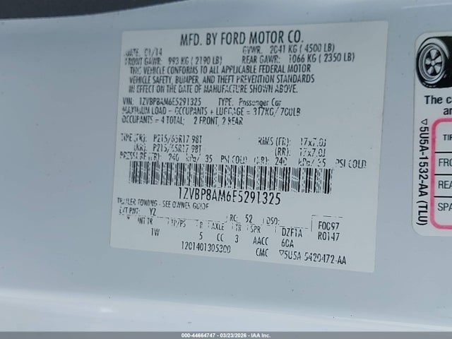 Продаж на аукціоні авто 2014 Ford Mustang V6, vin: 1ZVBP8AM6E5291325, номер лоту: 44664747