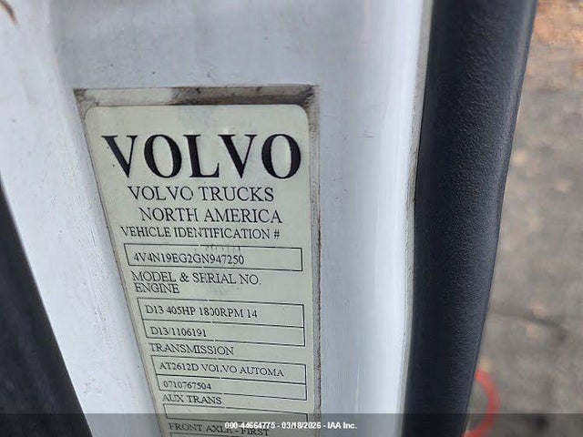 Auction sale of the 2016 Volvo Vn Vnl, vin: 4V4N19EG2GN947250, lot number: 44664775