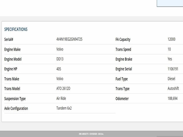 Auction sale of the 2016 Volvo Vn Vnl, vin: 4V4N19EG2GN947250, lot number: 44664775
