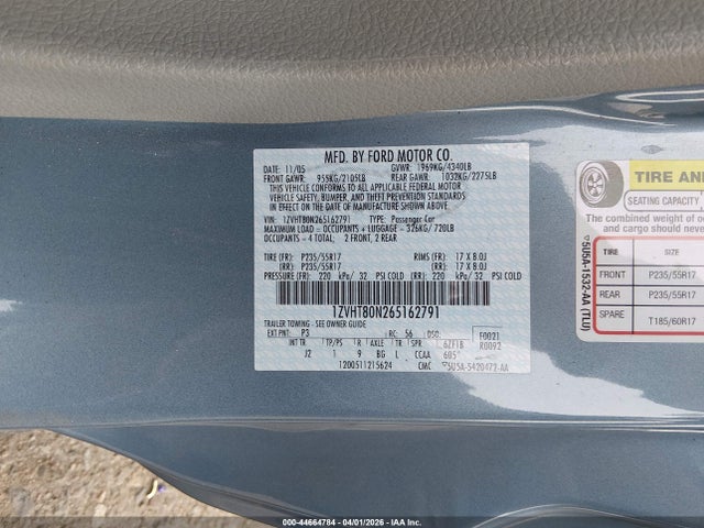 Продаж на аукціоні авто 2006 Ford Mustang V6, vin: 1ZVHT80N265162791, номер лоту: 44664784