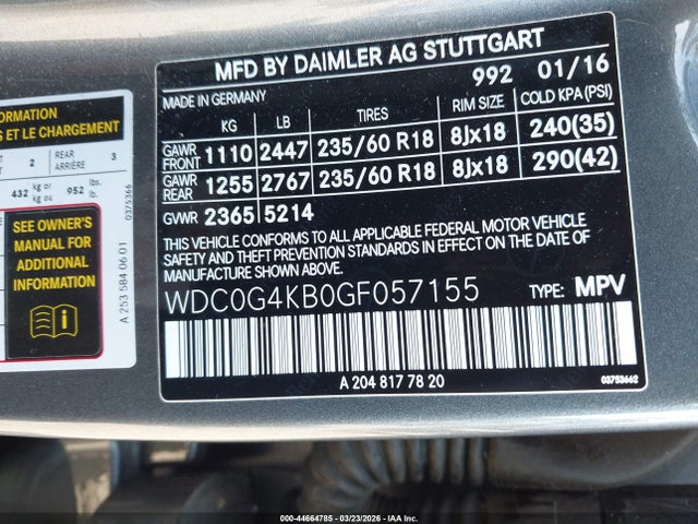 2016 MERCEDES-BENZ GLC 300 WDC0G4KB0GF057155 Photo 8