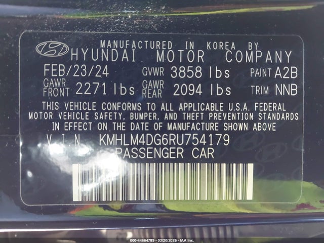 2024 Hyundai Elantra Sel მანქანა იყიდება აუქციონზე, vin: KMHLM4DG6RU754179, აუქციონის ნომერი: 44664789