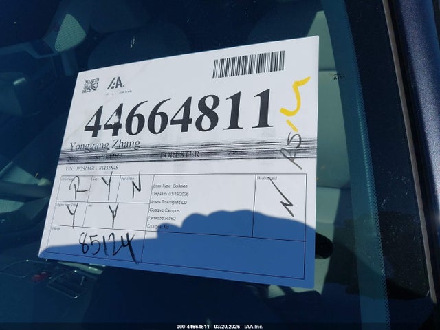 Aukcja sprzedaży 2018 Subaru Forester 2.5i Premium, vin: JF2SJAGC8JH435848, numer aukcji: 44664811