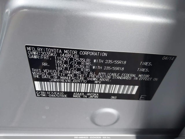 Toyota Rav4 Limited 2014 JTMYFREVXEJ009770 Image 9