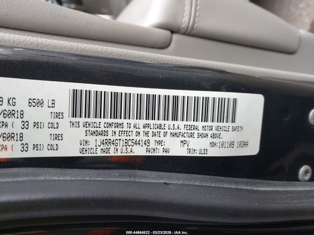 Aukcja sprzedaży 2011 Jeep Grand Cherokee Laredo, vin: 1J4RR4GT1BC544149, numer aukcji: 44664822