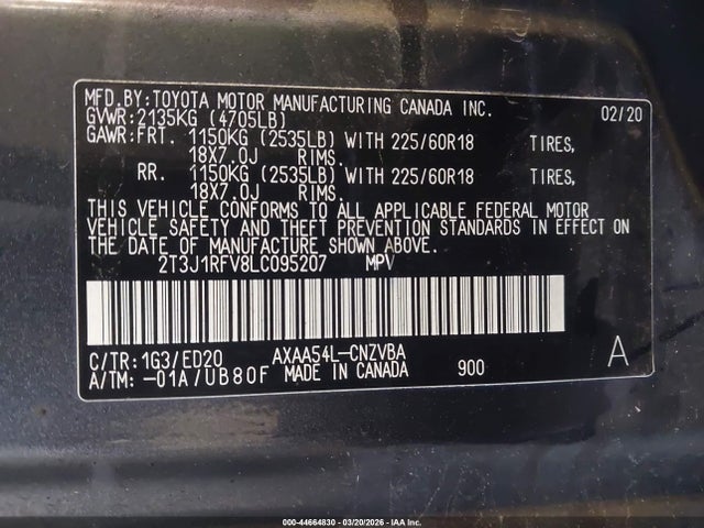2020 TOYOTA RAV4 2T3J1RFV8LC095207 Photo 8