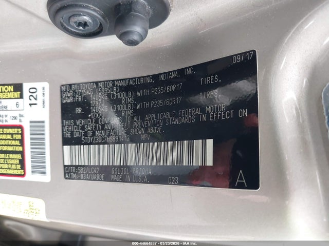Продажа на аукционе авто 2017 Toyota Sienna Xle 8 Passenger, vin: 5TDYZ3DC7HS891413, номер лота: 44664887