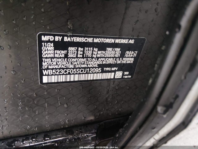 2025 Bmw Ix Xdrive50 მანქანა იყიდება აუქციონზე, vin: WB523CF05SCU12095, აუქციონის ნომერი: 44664902