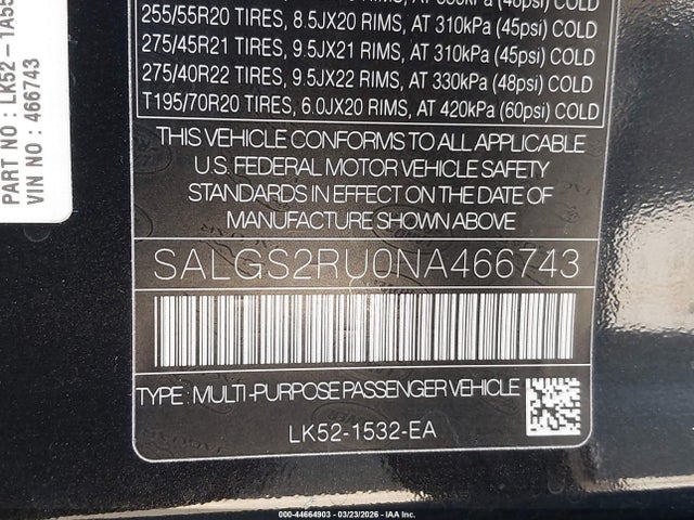 Land Rover Range Rover Westminster 2022 SALGS2RU0NA466743 Image 9