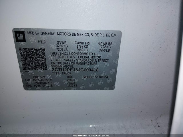 3GTU2PEJ5JG600418 GMC Sierra 1500 Denali