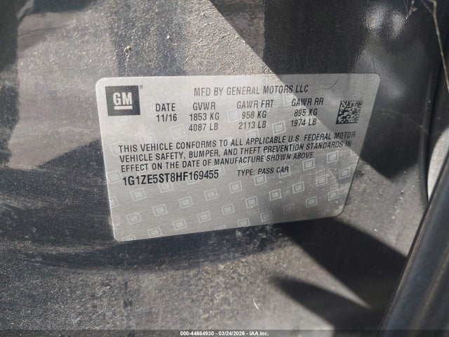 1G1ZE5ST8HF169455 Chevrolet MALIBU 1LT