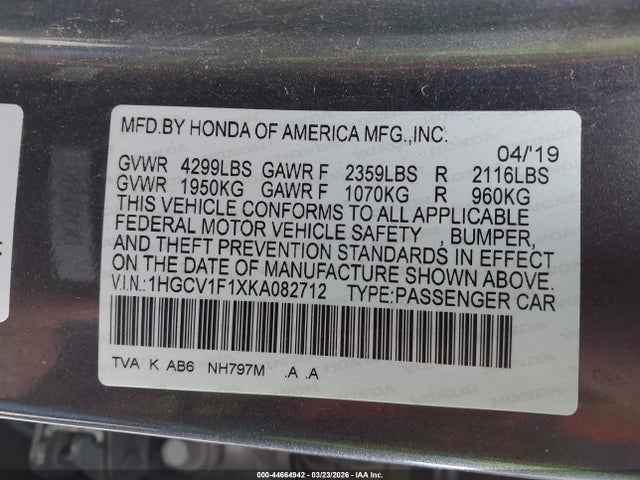 1HGCV1F1XKA082712 Honda ACCORD LX
