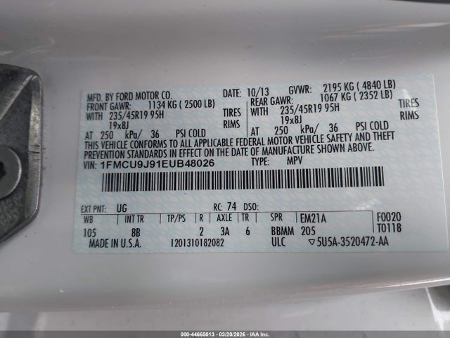 Ford Escape Titanium 2014 1FMCU9J91EUB48026 Image 9