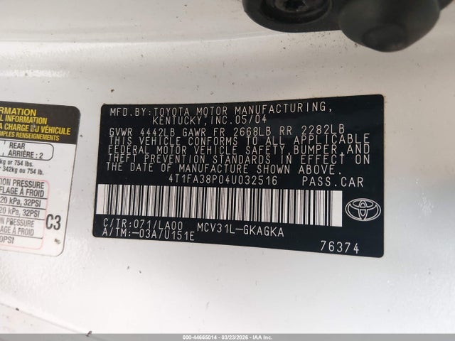 2004 TOYOTA CAMRY SOLARA 4T1FA38P04U032516 Photo 8