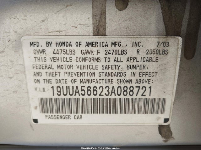 2003 ACURA TL 19UUA56623A088721 Photo 8